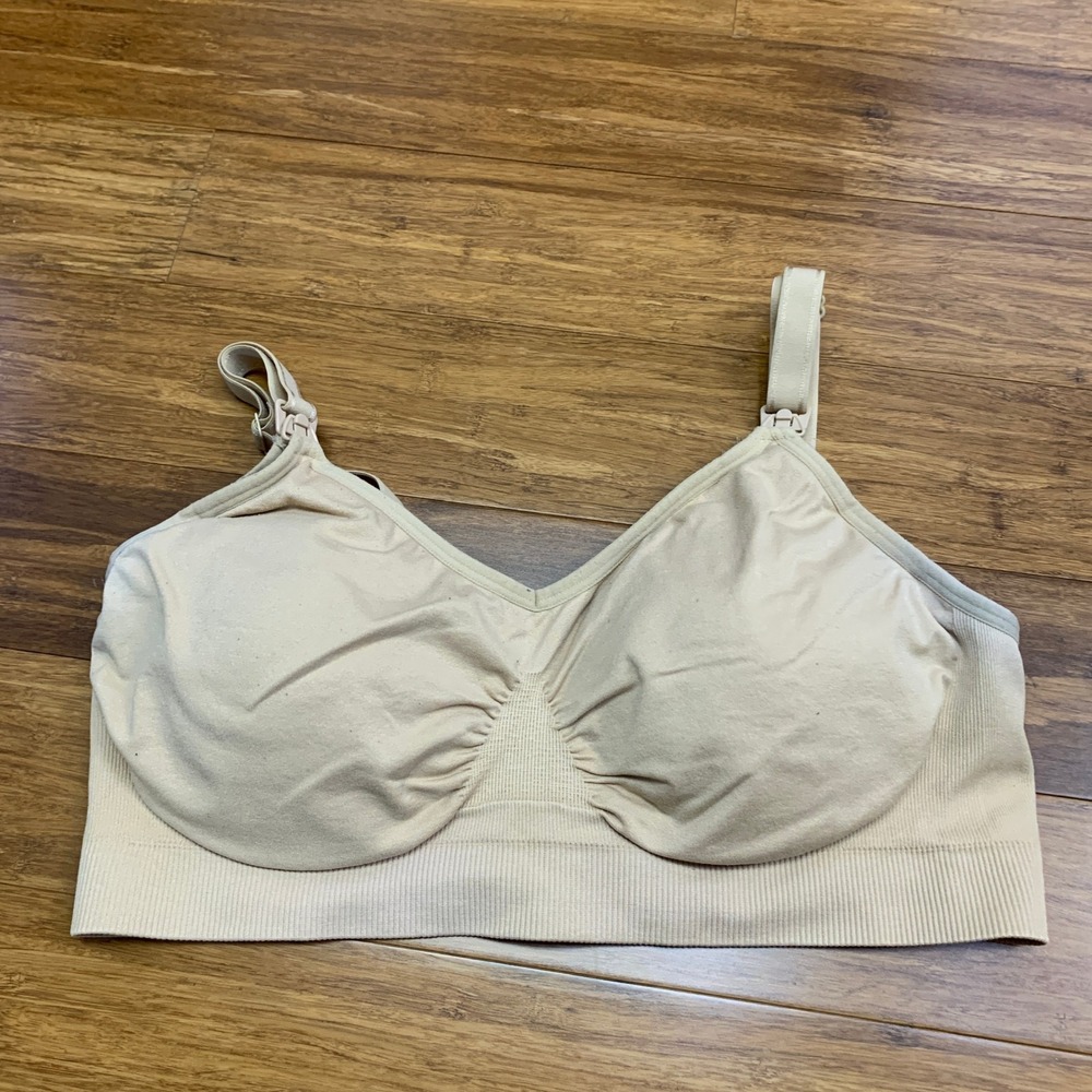 Hofish Nursing Bra Womens Size‎ XL Beige Sleep Maternity Wireless Comfort Padded